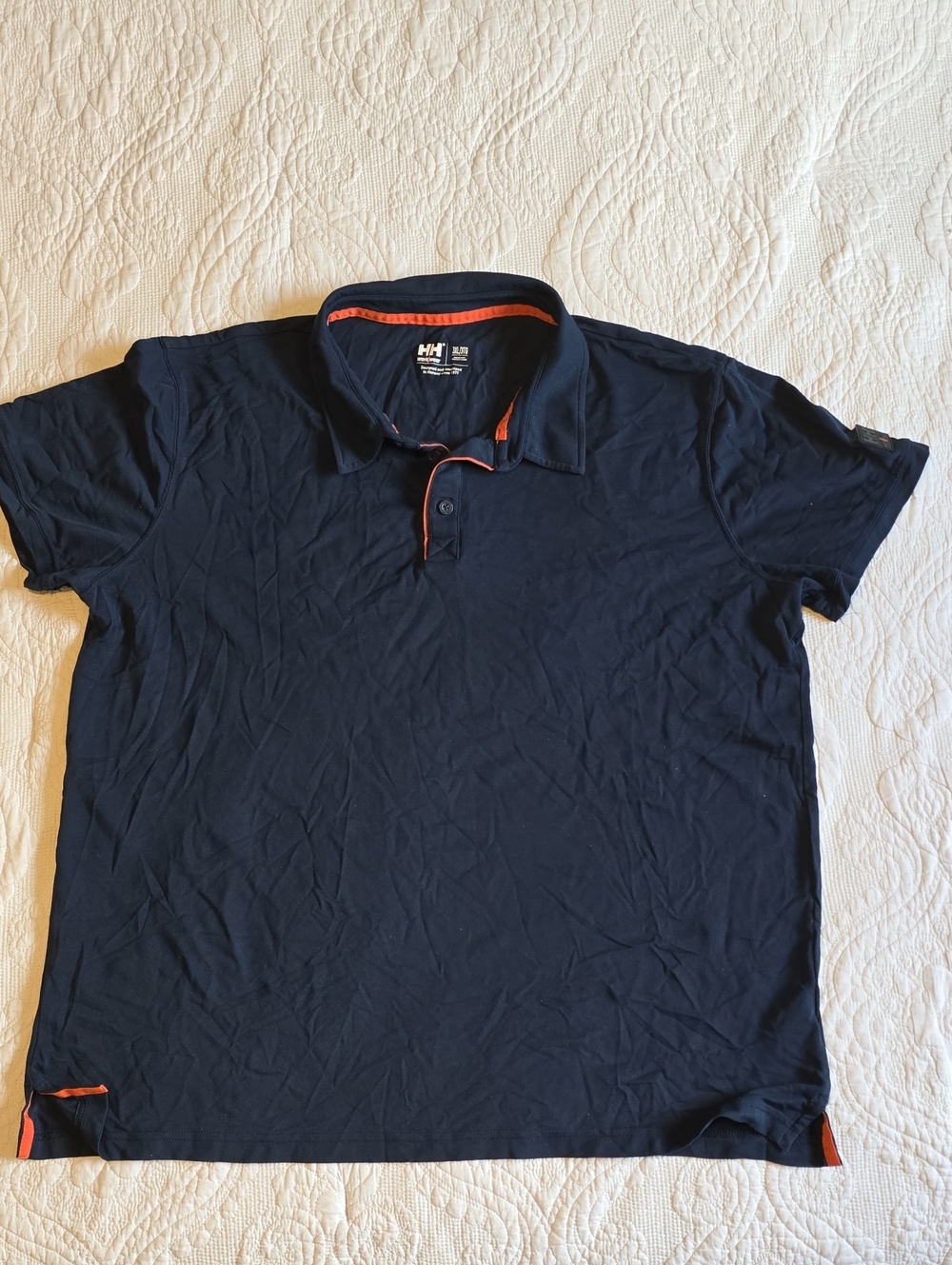 Men's Navy Polo Shirt with Orange Trim